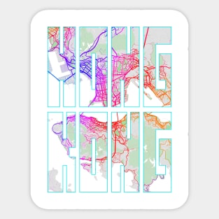 Hong Kong City Map Typography - Colorful Sticker